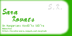 sara kovats business card